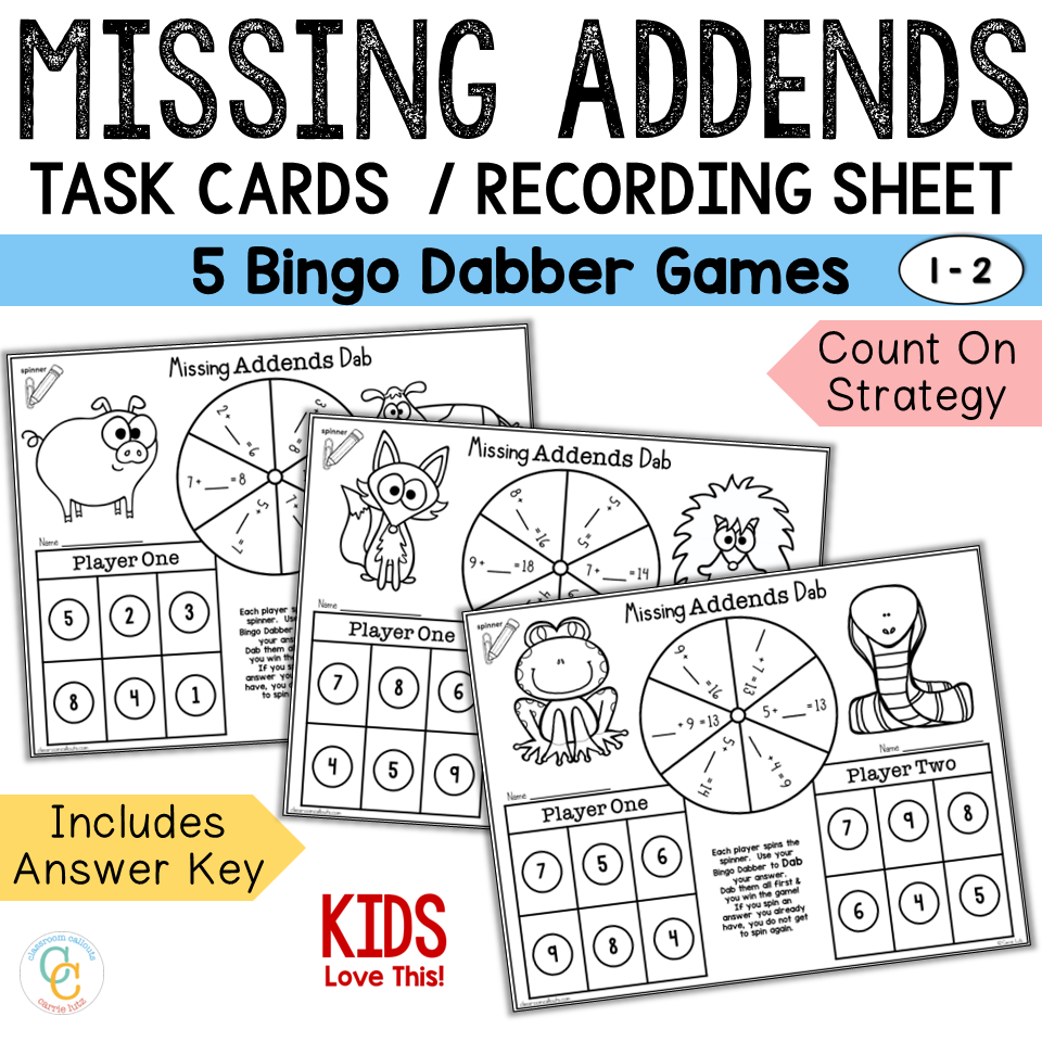 Missing Addends Task Cards & Worksheets - Count On Strategy - Image 2