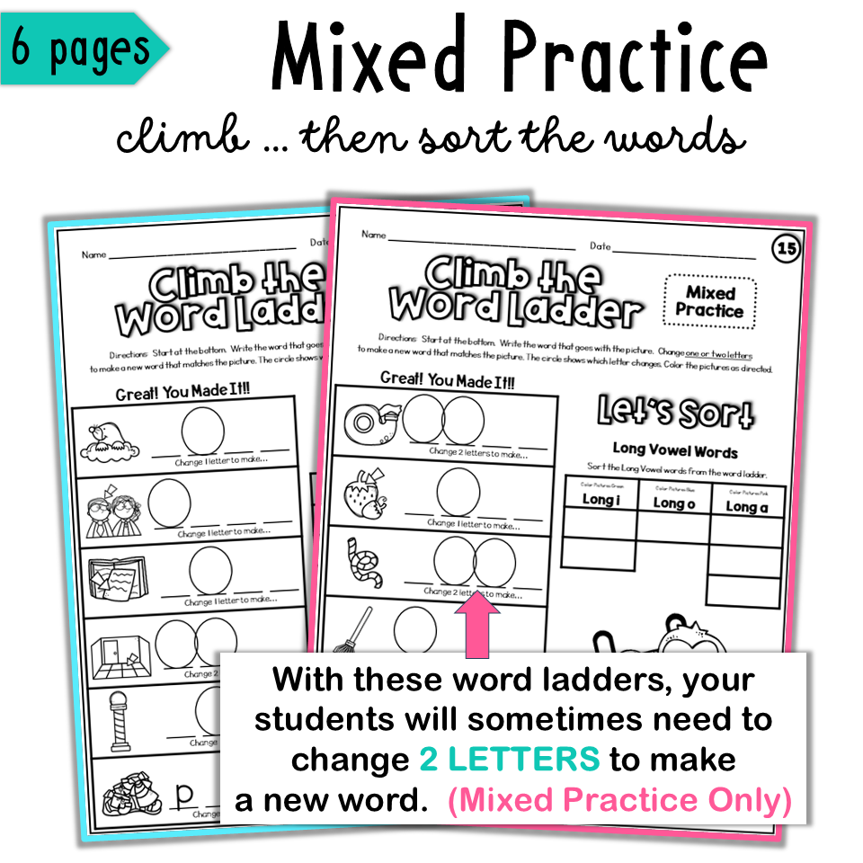 1st Grade Magic E Word Ladders No Prep Long Vowel Worksheets - Image 2