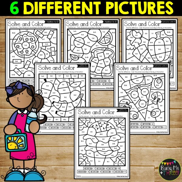 Lunch Color by Code Math Worksheets K-2 - Teaching Ideas Made Easy