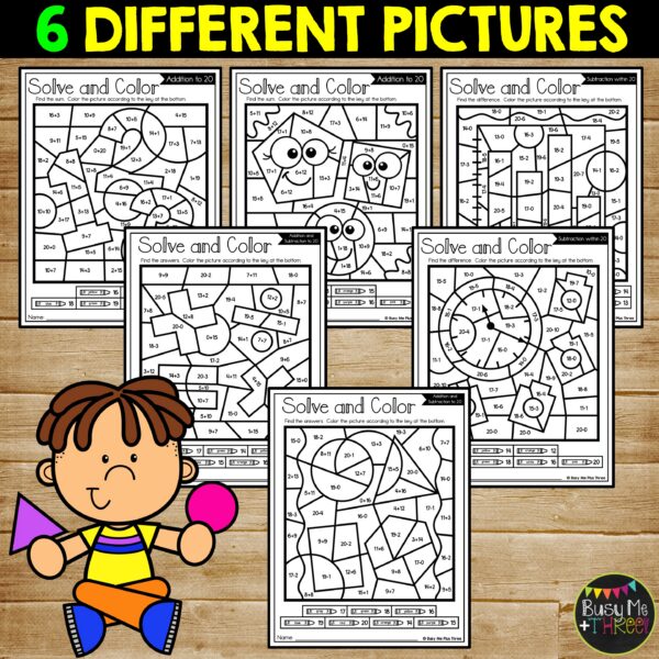 Color by Code Math Addition Subtraction to 20 - Teaching Ideas Made Easy