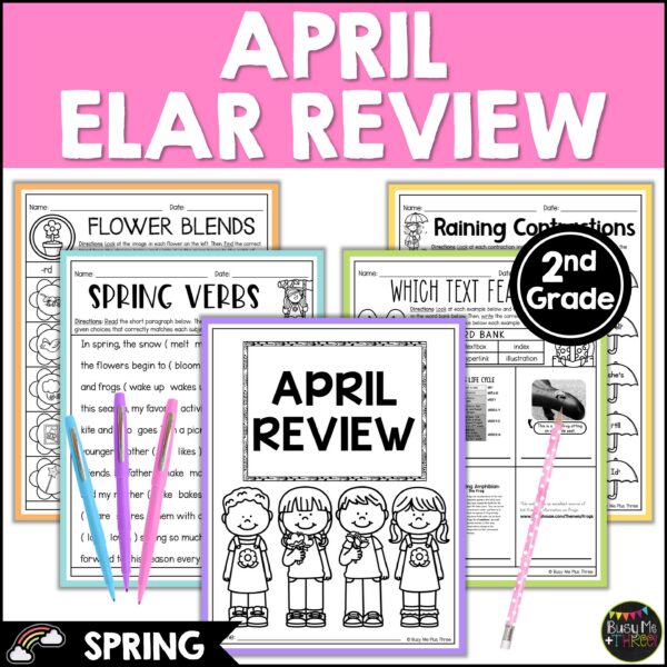 2nd Grade Spring ELA Review No Prep Worksheets April - Teaching Ideas ...