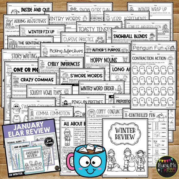 2nd Grade Winter No Prep ELA Printables - Teaching Ideas Made Easy