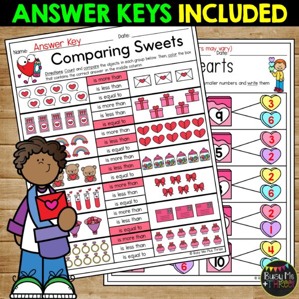 Kindergarten Valentine's Day Math No Prep February Worksheets ...