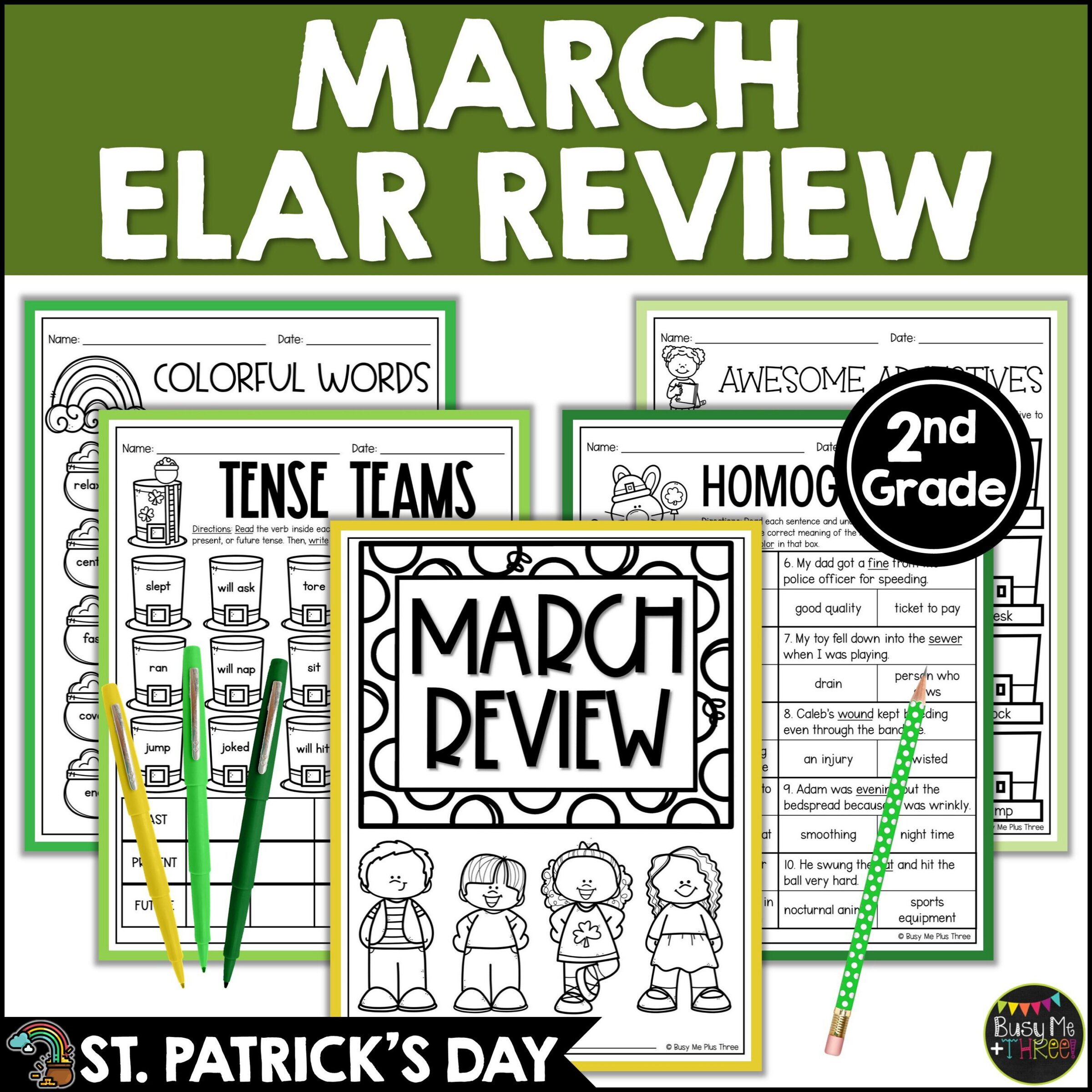 2nd Grade St. Patrick's Day ELA Review No Prep - Teaching Ideas Made Easy