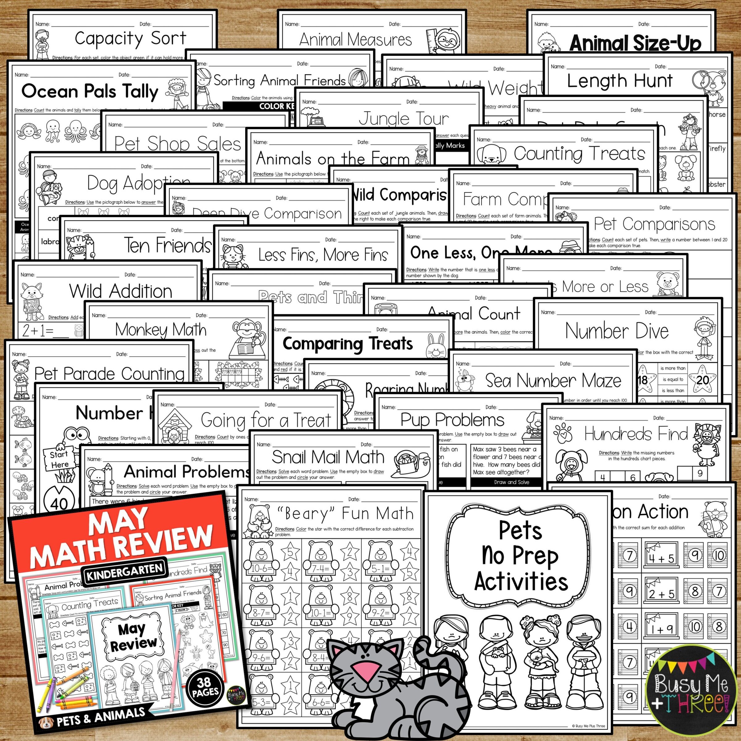Kindergarten Pets Theme Math No Prep May Worksheets - Teaching Ideas ...