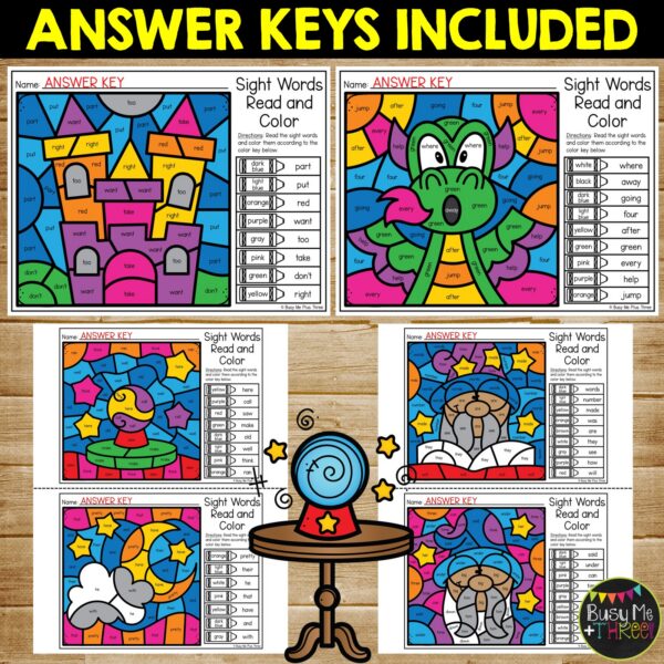 Magical Color by Code Sight Words K-2 Worksheets - Teaching Ideas Made Easy