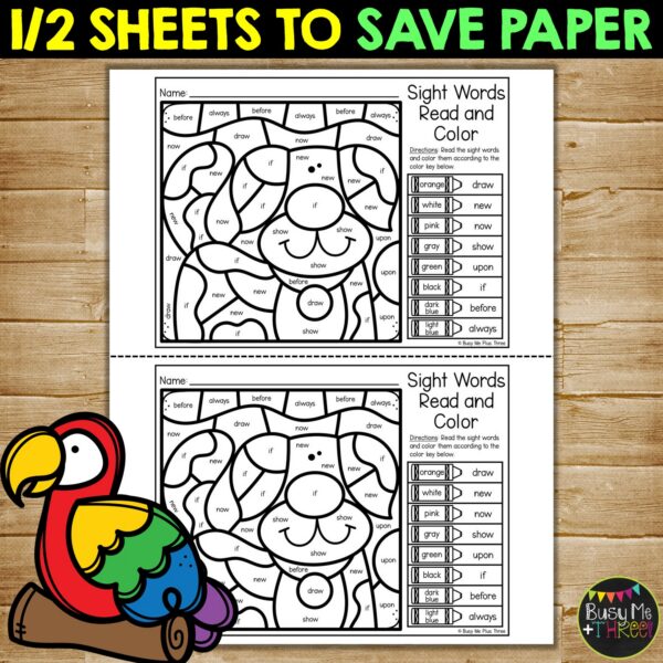 Pets Color by Code Sight Words K-2 No Prep - Teaching Ideas Made Easy