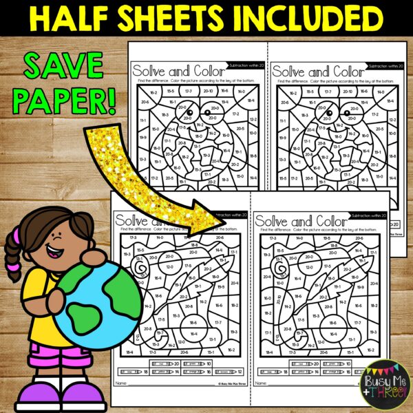 Social Studies Color by Code Add Subtract to 20 - Teaching Ideas Made Easy