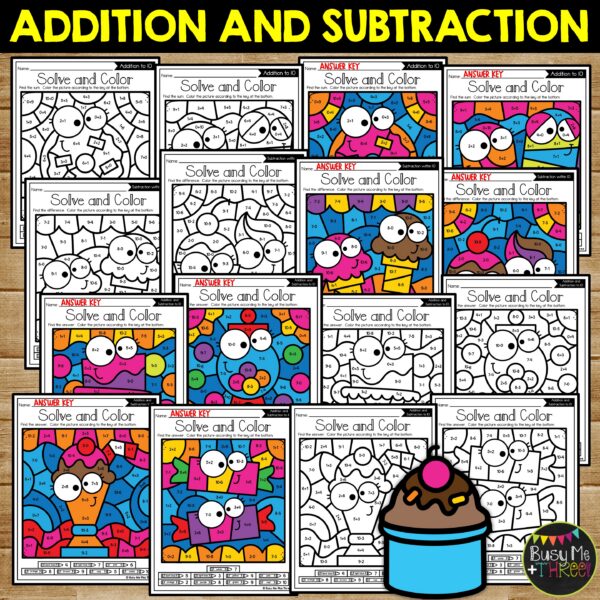 Sweet Treats Color by Code Math K-2 Worksheets - Teaching Ideas Made Easy
