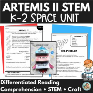 Artemis II STEM Unit K–2 | Space Activities, Reading Comprehension, Rocket Craft