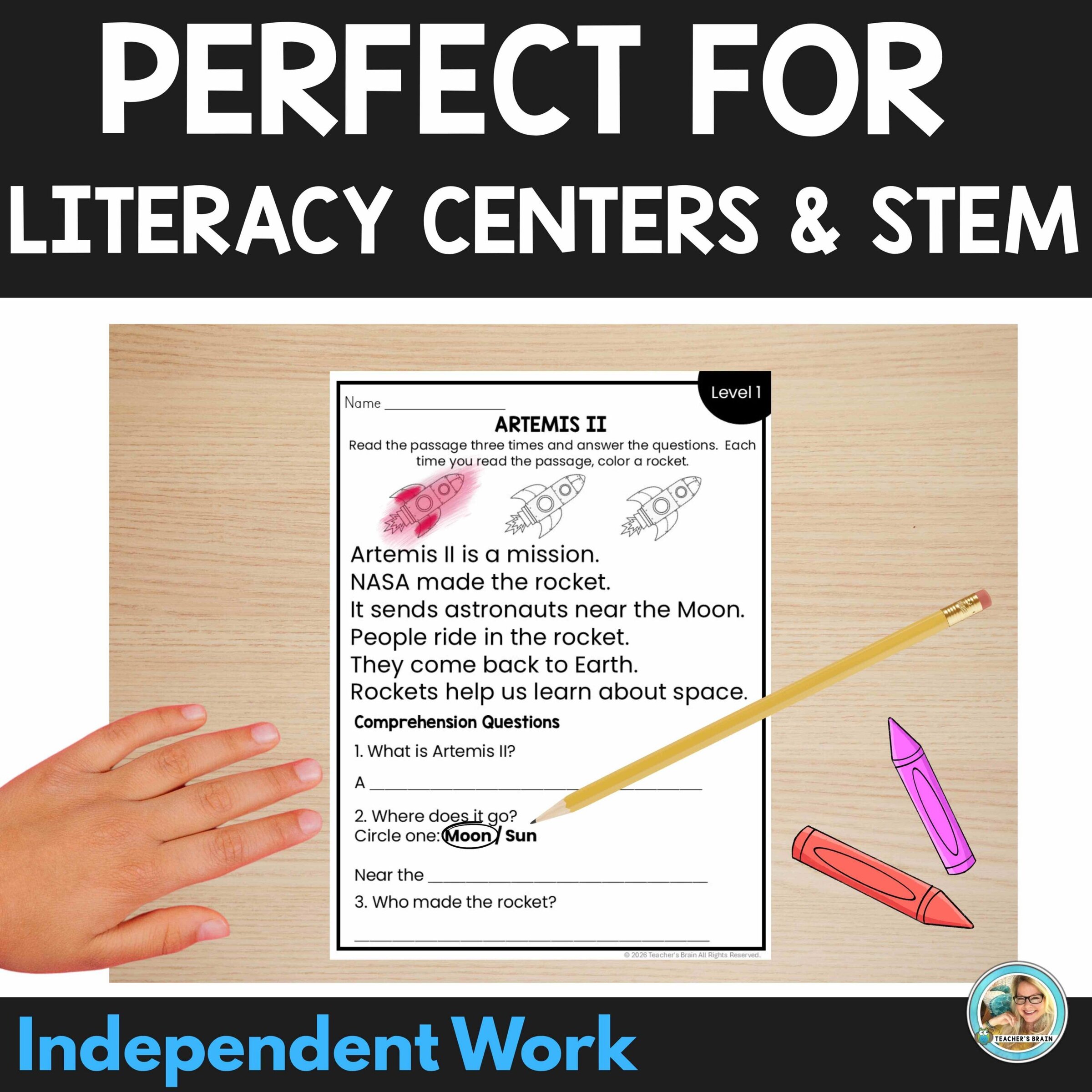 Artemis II STEM Unit K–2 | Space Activities, Reading Comprehension, Rocket Craft - Image 3