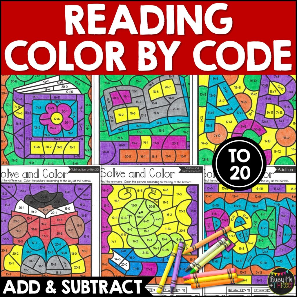 Color by Code Addition Subtraction to 20 Worksheets - Teaching Ideas ...