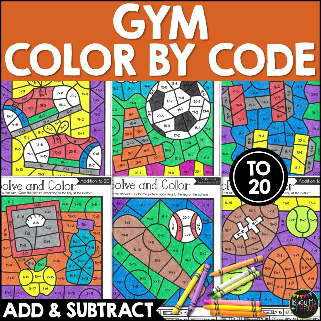 Exercise Math Gym Gym Math Color by Code Addition and Subtraction to 20 Activities ...
