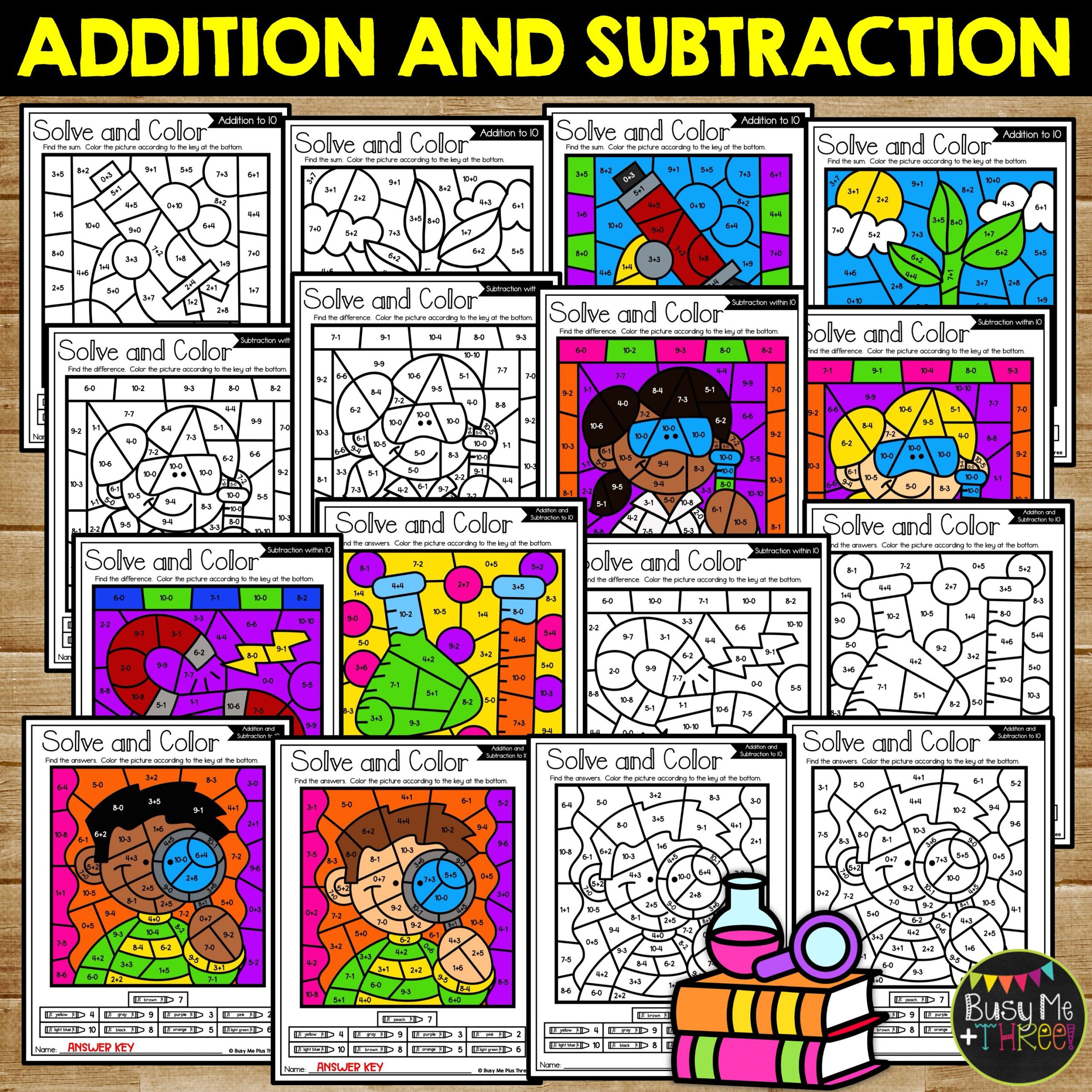 Science Color by Code Addition Subtraction to 10 - Image 2