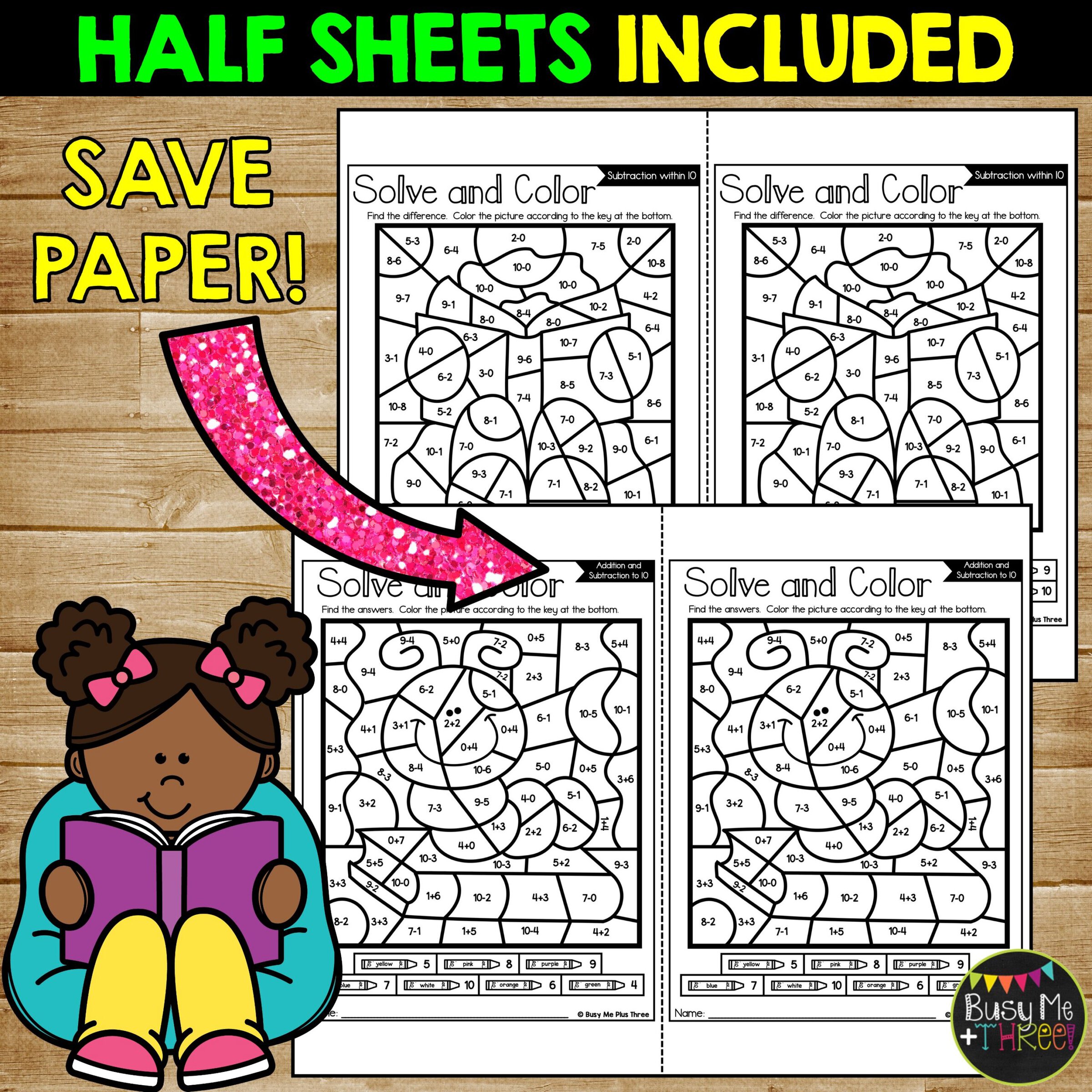 Back to School Reading Color by Code Add Subtract - Image 3