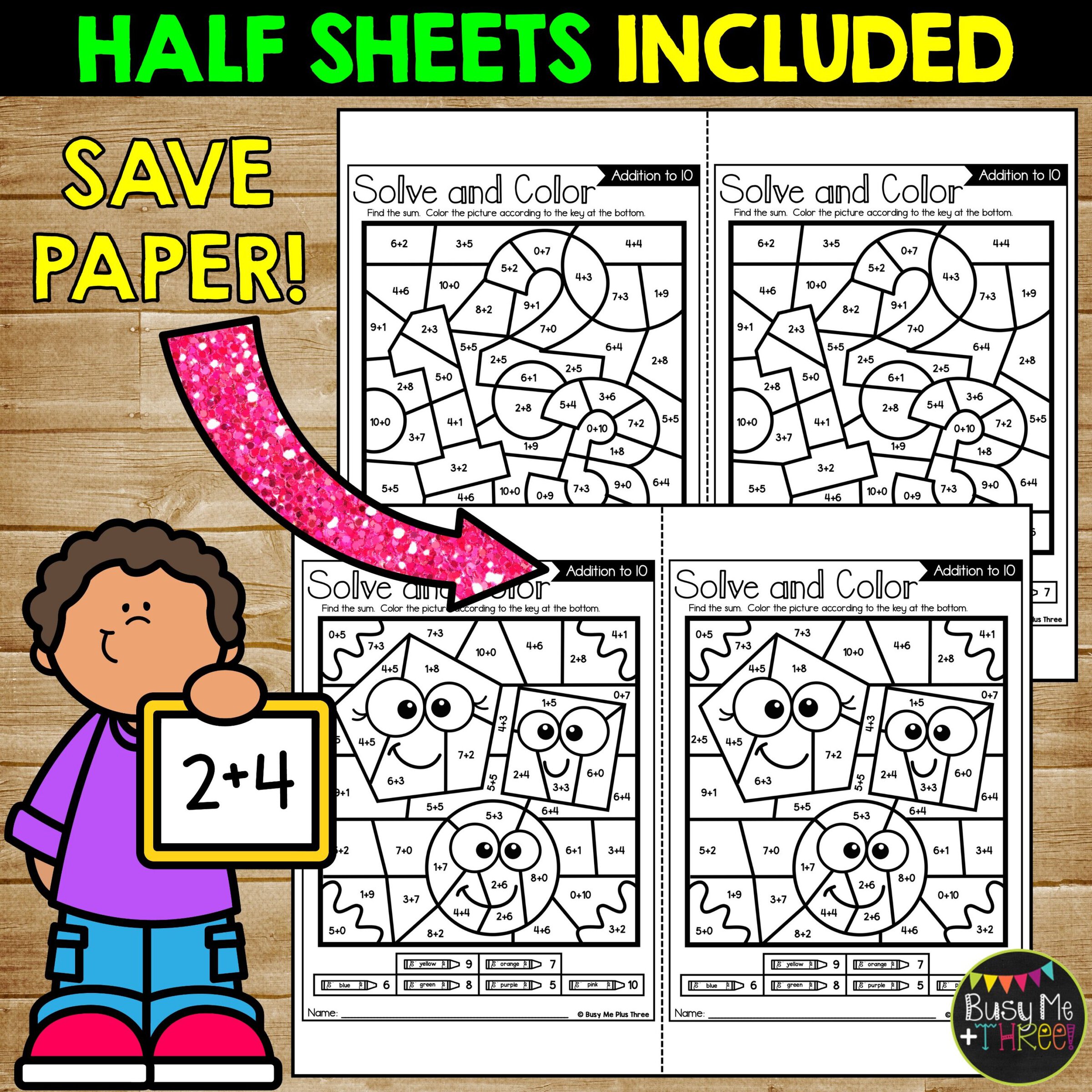 Back to School Math Color by Code Addition Subtraction - Image 3