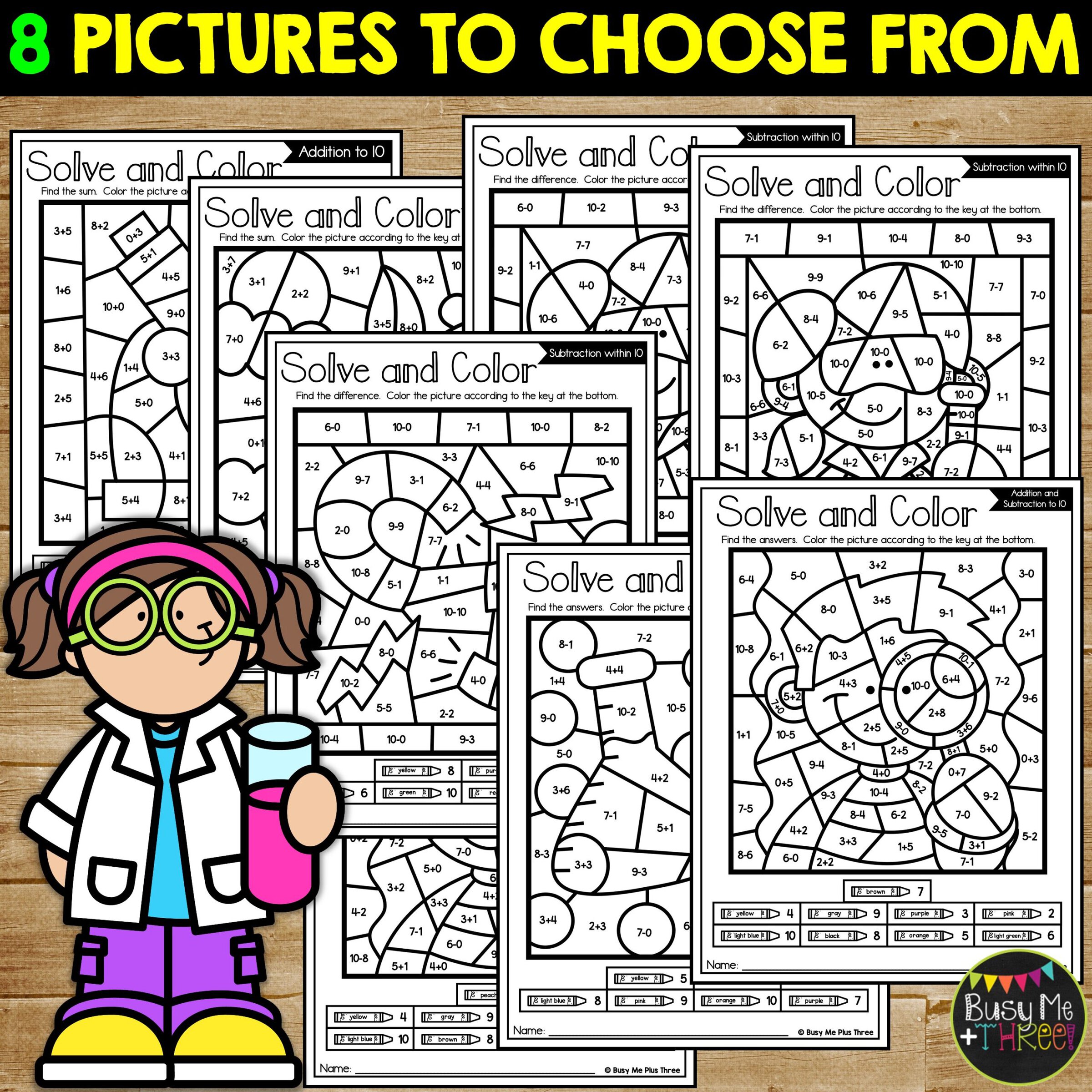 Science Color by Code Addition Subtraction to 10 - Image 3
