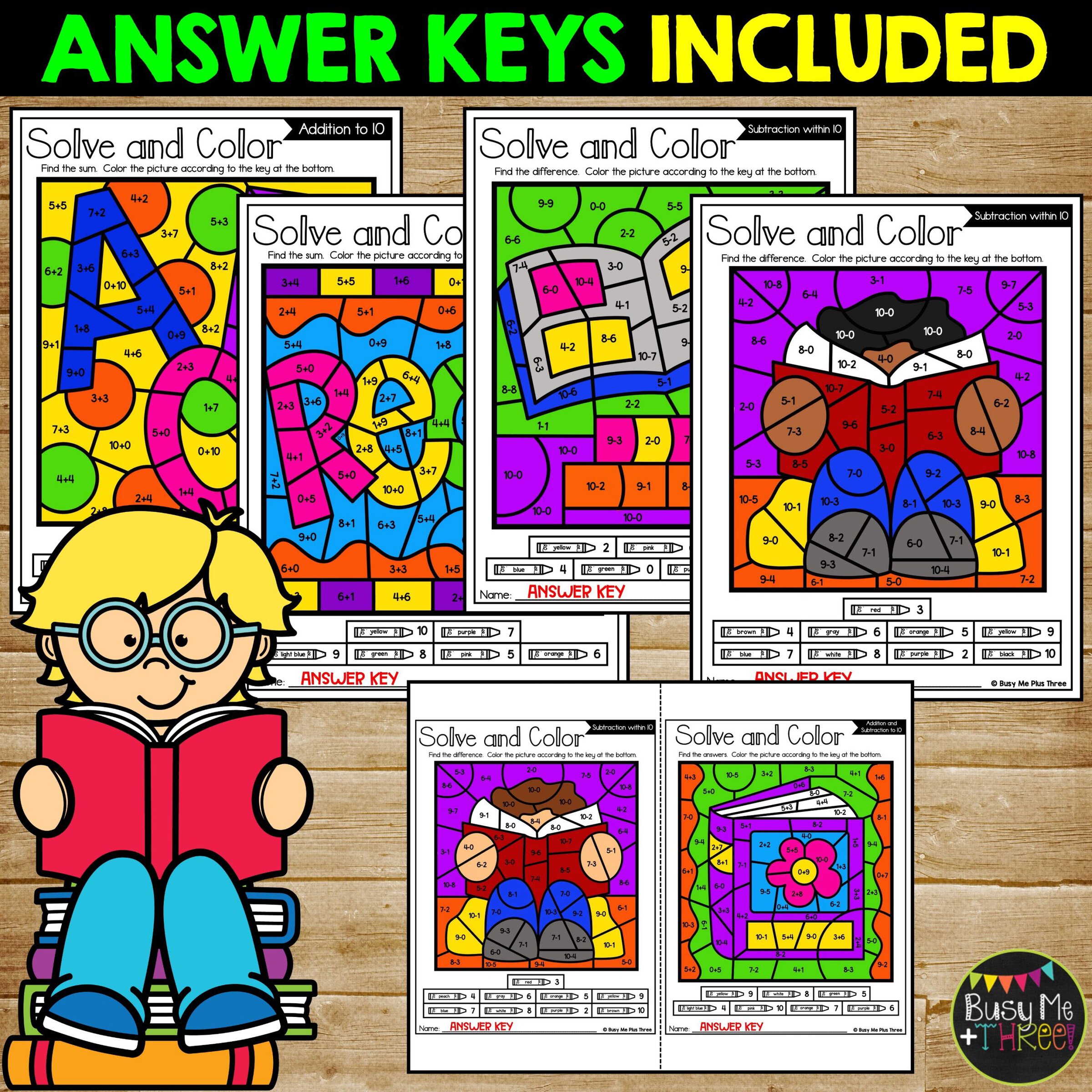 Back to School Reading Color by Code Add Subtract - Image 4