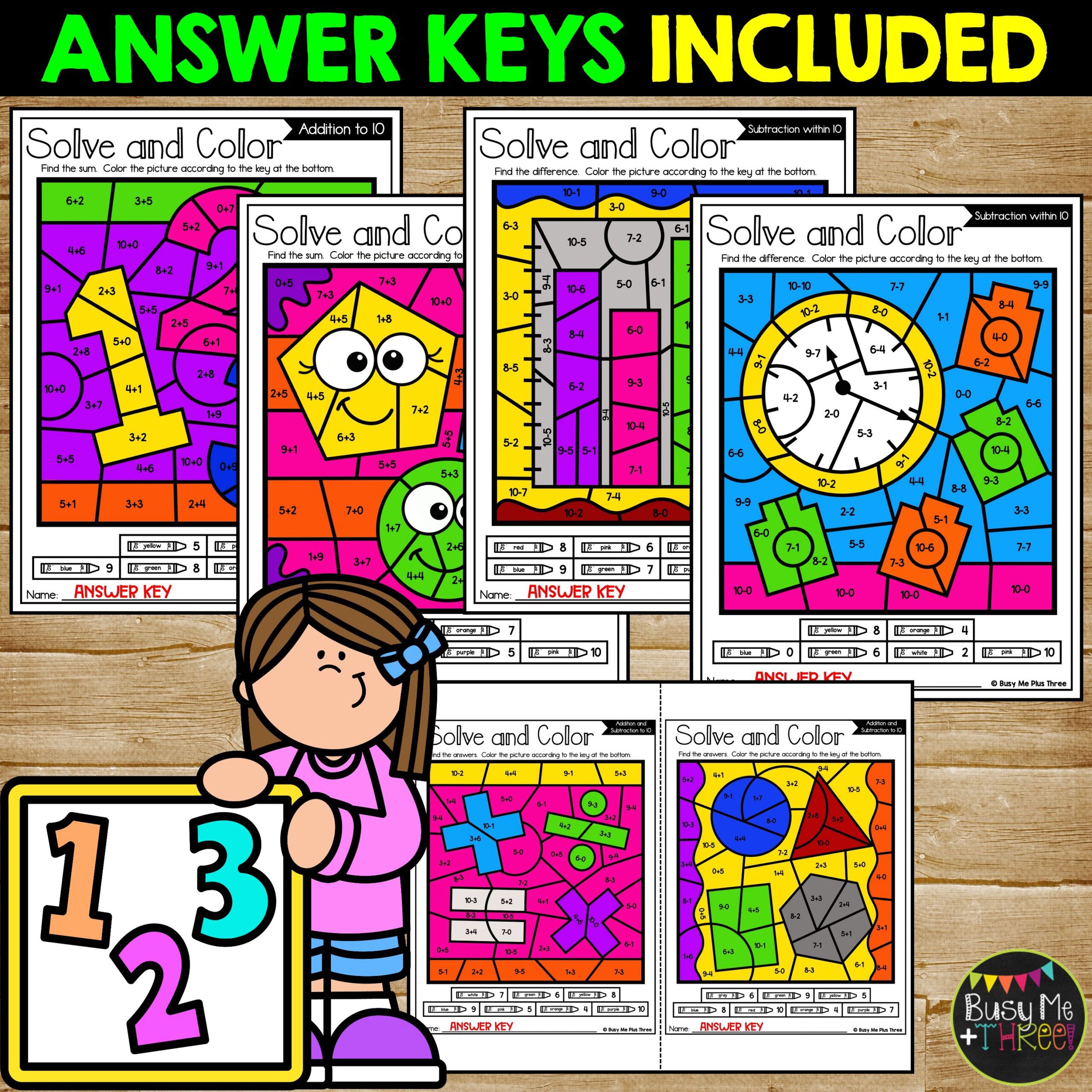 Back to School Math Color by Code Addition Subtraction - Image 4