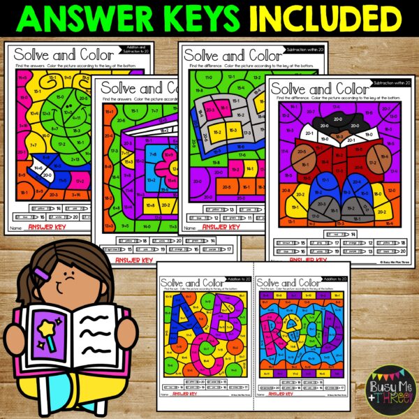 Color by Code Addition Subtraction to 20 Worksheets - Teaching Ideas ...