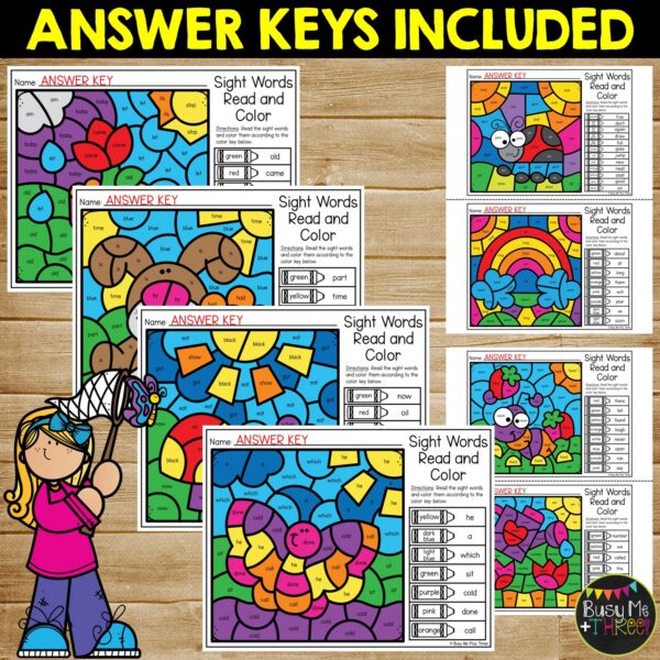 Spring Color by Code Sight Words Worksheets K-2 - Teaching Ideas Made Easy