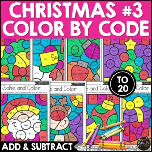 Christmas Color by Number Math Addition Subtraction to 20