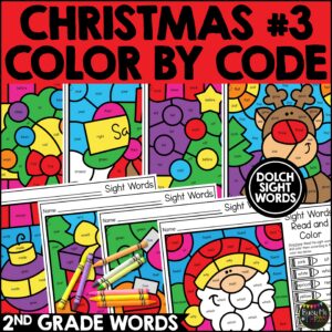 2nd Grade Christmas Color by Code Sight Words