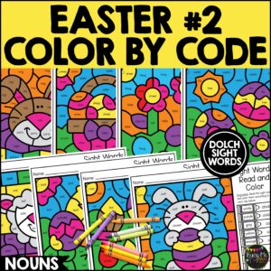 Easter Color by Code Dolch Sight Words Nouns K-2