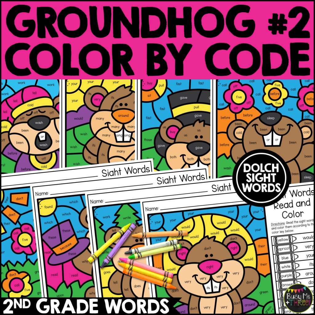 2nd Grade Groundhog Day Color by Code Sight Words - Teaching Ideas Made ...