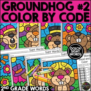 2nd Grade Groundhog Day Color by Code Sight Words