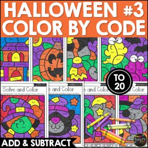 Halloween Color by Code Addition Subtraction to 20