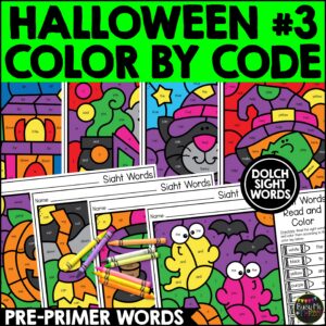 Halloween Color by Code Sight Words Pre-K No Prep