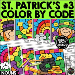 St. Patrick's Day Color by Code Noun Sight Words