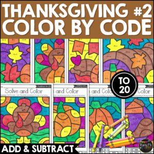 Thanksgiving Color by Code Addition Subtraction to 20