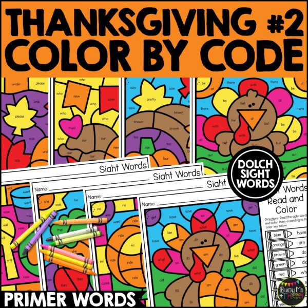 Thanksgiving Sight Words Color by Code Primer - Teaching Ideas Made Easy