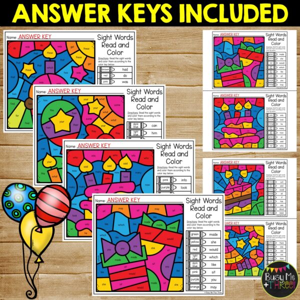 Birthday Sight Word Color by Code Activities K-2 - Teaching Ideas Made Easy