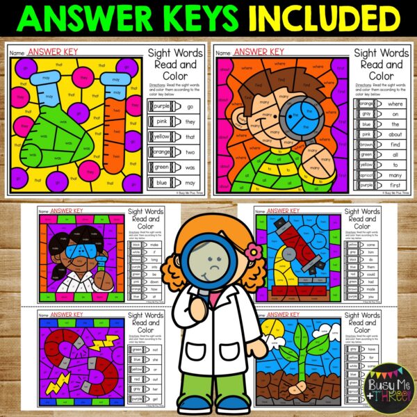 Science Color by Code Sight Words K–2 Activity - Teaching Ideas Made Easy