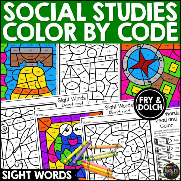 Social Studies Color by Code Sight Words K–2 - Teaching Ideas Made Easy