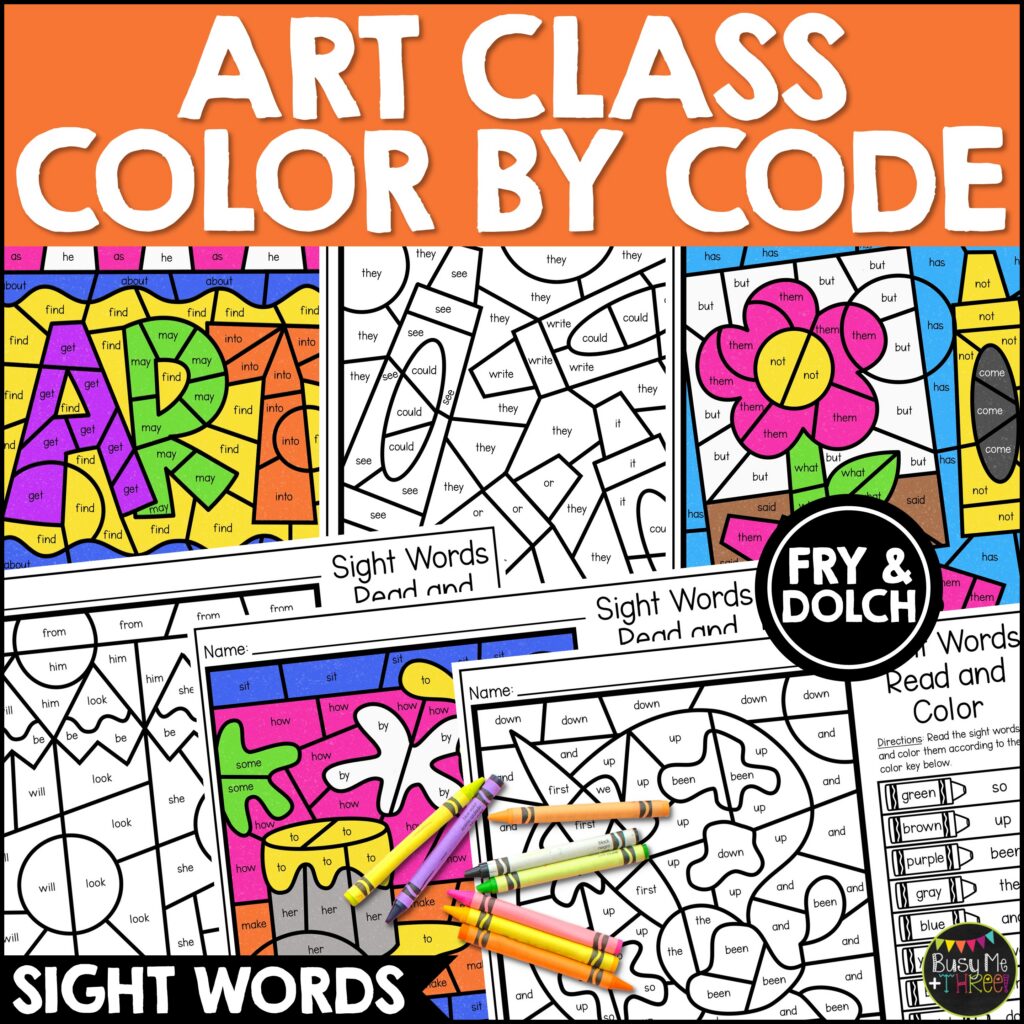 Color by Code Sight Words Art Class Activities K-2 - Teaching Ideas ...