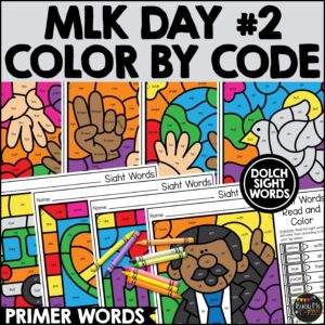 MLK Day Color by Code Primer Sight Words K-1