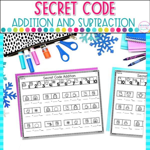 Winter Math Worksheets | Secret Code Addition Subtraction - Teaching ...
