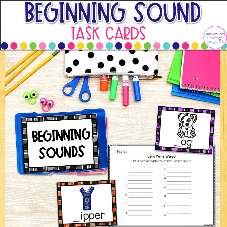 Beginning Letter Sounds Task Cards | Kindergarten Phonics Center