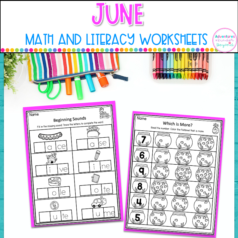 June Kindergarten Worksheets | Summer No Prep Printables