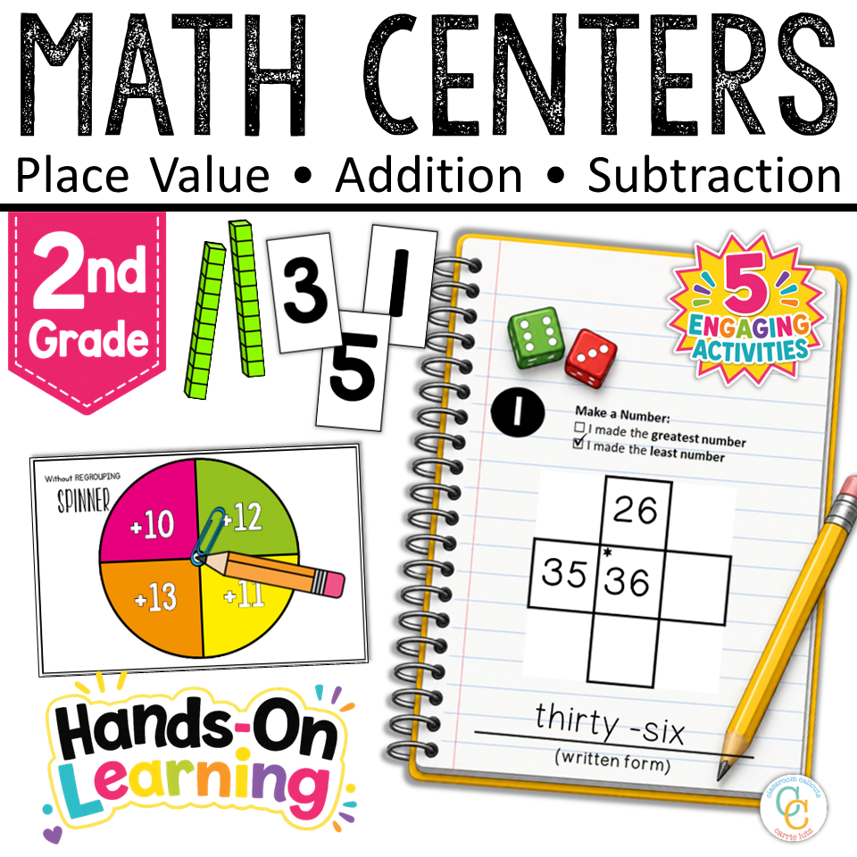 2nd Grade Math Centers: Place Value, Addition & Subtraction