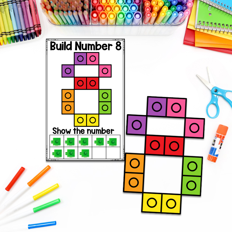 Number Cards 1-20 with Snap Cubes | Kindergarten Math Centers - Image 2