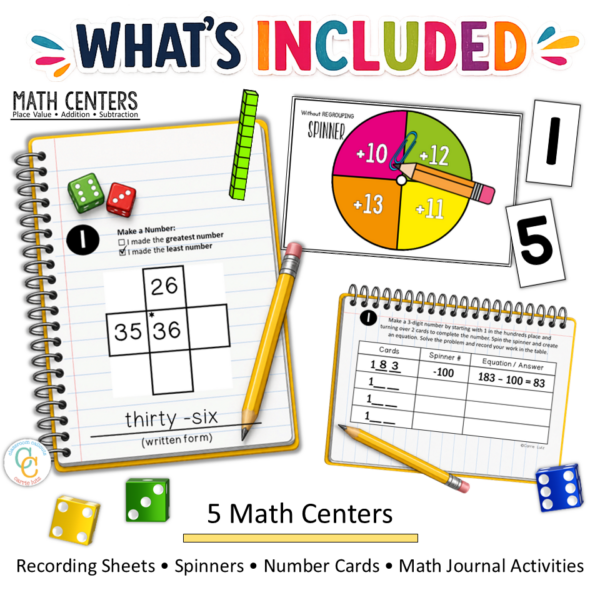 2nd Grade Math Centers: Place Value, Addition & Subtraction - Teaching ...