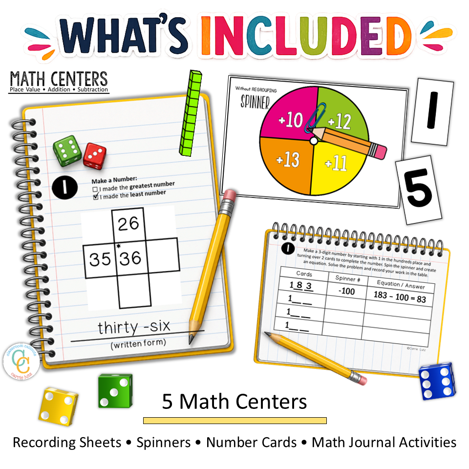 2nd Grade Math Centers: Place Value, Addition & Subtraction - Image 2