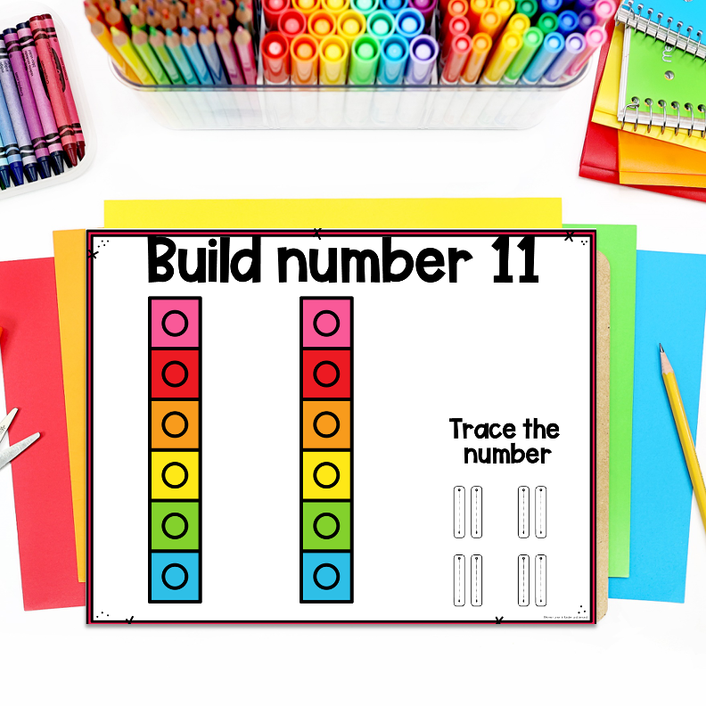 Number Cards 1-20 with Snap Cubes | Kindergarten Math Centers - Image 3