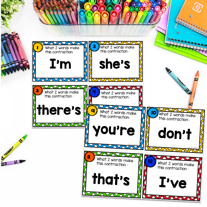 Contractions Scoot Game | Task Cards Grammar Activity - Image 4