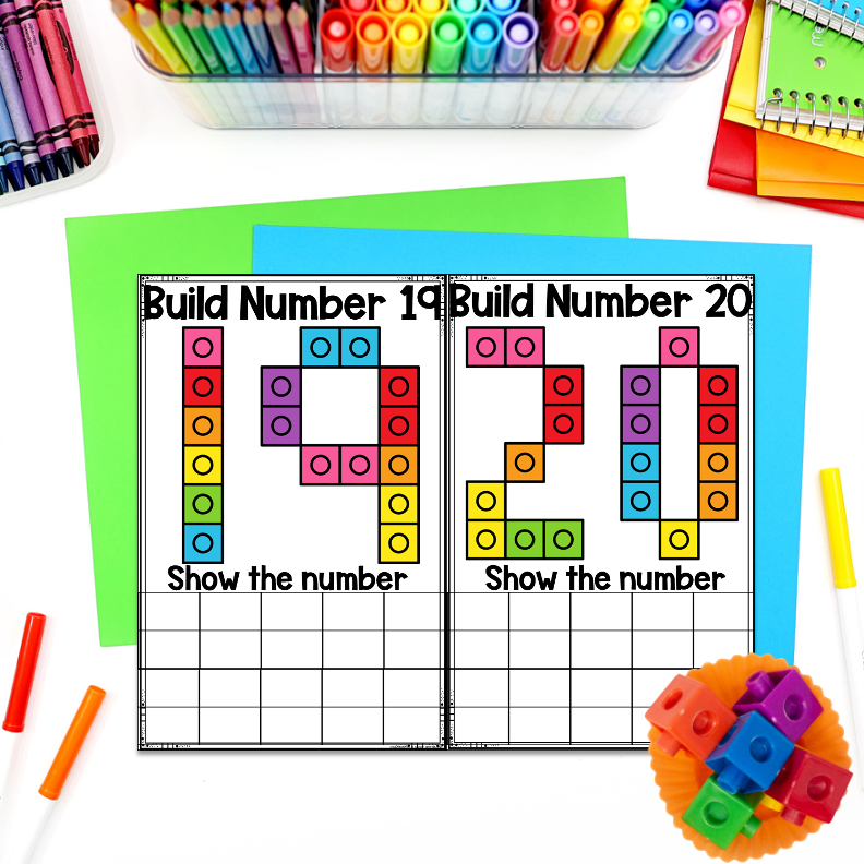 Number Cards 1-20 with Snap Cubes | Kindergarten Math Centers - Image 4